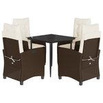 vidaXL Ensemble à manger de jardin 5 Pièces et coussins marron poly rotin