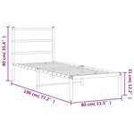 vidaXL Cadre de lit métal sans matelas avec tête de lit noir 75x190 cm