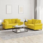 vidaXL Ensemble de canapés 2 Pièces avec coussins jaune velours