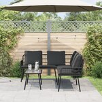 Set de canapé de jardin 2 pièces avec coussins en poly rotin noir
