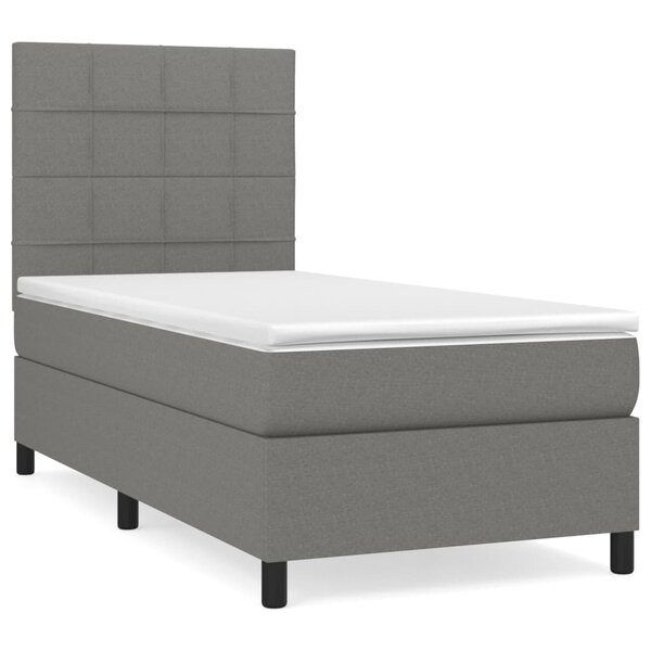 vidaXL Sommier à lattes de lit et matelas Gris foncé 90x190 cm Tissu