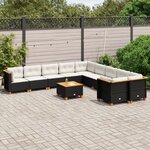 vidaXL Salon de jardin 11 Pièces avec coussins noir résine tressée
