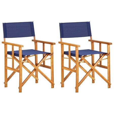 vidaXL Chaises de metteur en scène lot de 2 Bois massif d'acacia bleu