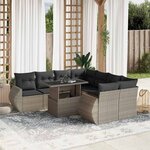 vidaXL Salon de jardin 9 Pièces avec coussins gris clair résine tressée
