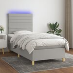 vidaXL Sommier à lattes de lit et matelas et LED Gris clair 90x200cm