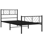 vidaXL Cadre de lit métal avec tête de lit/pied de lit noir 80x200 cm