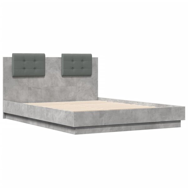 vidaXL Cadre de lit avec tête de lit gris béton 135x190 cm