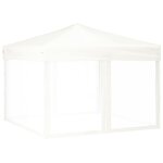 vidaXL Tente de réception pliable avec parois Blanc 3x3 m