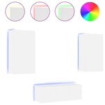 vidaXL Unités murales TV avec LED 4 Pièces blanc bois d'ingénierie