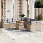 vidaXL Salon de jardin 11 Pièces avec coussins beige résine tressée