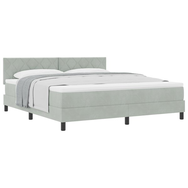 Lit à ressorts vidaXL avec matelas Gris clair Super King en velours