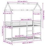 vidaXL Lit superposé avec toit 80x200 cm bois de pin massif