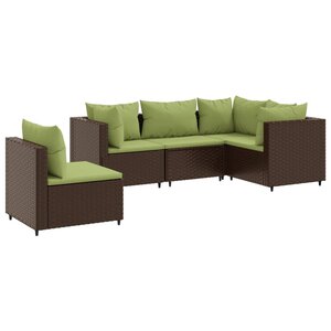 vidaXL Salon de jardin 5 Pièces avec coussins Marron Résine tressée