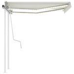 vidaXL Auvent manuel rétractable avec LED 3x2 5 m Crème