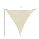 Voile d'ombrage triangulaire grande taille 3 x 3 x 3 m polyéthylène haute densité résistant aux UV coloris crème