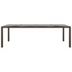 vidaXL Table de jardin avec dessus en verre marron résine tressée