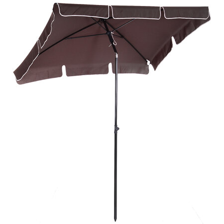 Parasol rectangulaire inclinable alu acier polyester haute densité diamètre 2 m chocolat