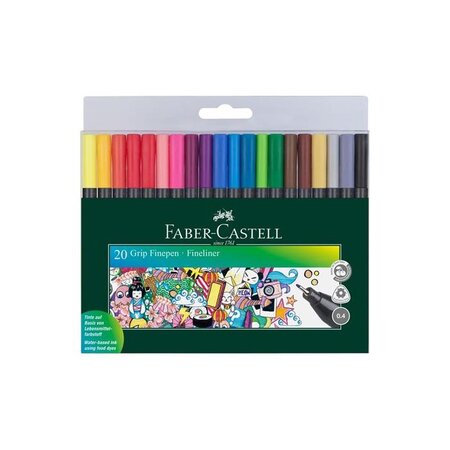 Etui de 20 Feutres Finepen Grip Coloris Assortis x 6 FABER-CASTELL