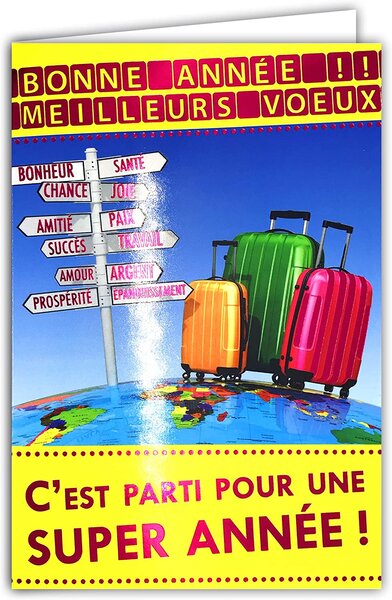 Lot 10 cartes identiques bonne année meilleurs vœux avec 10 enveloppes blanches