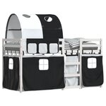 vidaXL Lit superposé avec rideaux blanc/noir 75x190 cm bois pin massif