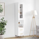 vidaXL Buffet haut Blanc 34 5x34x180 cm Bois d'ingénierie