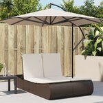 vidaXL Chaise longue double avec coussins marron résine tressée