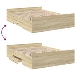 vidaXL Cadre de lit et tiroirs chêne sonoma 120x200 cm bois ingénierie