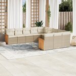vidaXL Salon de jardin 11 Pièces avec coussins beige résine tressée