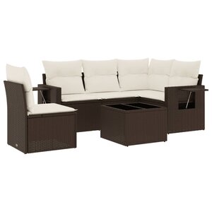 vidaXL Salon de jardin avec coussins 6 Pièces marron résine tressée
