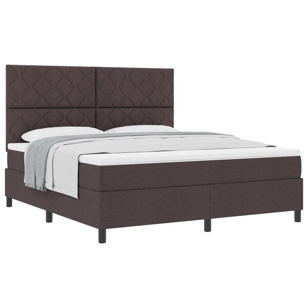vidaXL Lit à sommier avec matelas marron foncé super king en tissu