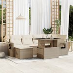 vidaXL Salon de jardin avec coussins 7 Pièces beige résine tressée