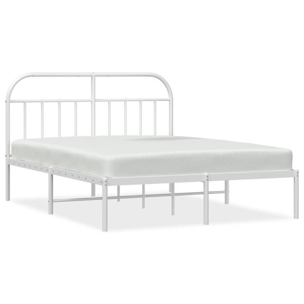 vidaXL Cadre de lit métal avec tête de lit blanc 140x200 cm