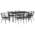 vidaXL Ensemble de salle à manger de jardin 7 pièces avec coussins en poly rotin noir