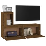 vidaXL Meubles TV 3 Pièces Marron miel Bois massif de pin