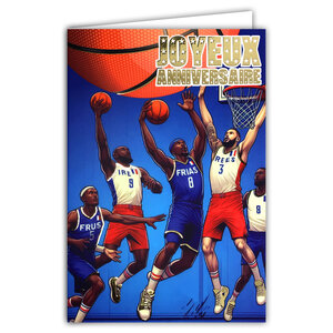 65-1423 Carte Joyeux ANNIVERSAIRE BASKETBALL en Or Doré Brillant avec Enveloppe 12x17 5cm Pour sportif sportive basketteur basketteuse champion panier supporter équipe France Jeux Olympiques