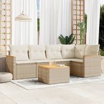 vidaXL Salon de jardin avec coussins 6 Pièces beige résine tressée