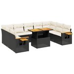 vidaXL Salon de jardin 11 Pièces avec coussins noir résine tressée