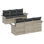 Ensemble de Canapé de Jardin 7 Pièces avec Coussins Gris Clair Rattan Poly