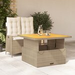 vidaXL Ensemble à manger de jardin et coussins 2 Pièces beige poly rotin