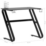 Bureau table poste de travail meuble d'ordinateur informatique étude de jeu avec pieds en forme de ZZ 90 x 60 x 75 cm noir 02_0023774