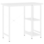 Bureau table poste de travail meuble d'ordinateur informatique étude d'ordinateur 80 x 40 x 72 cm MDF et métal blanc 02_0023716