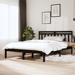 vidaXL Cadre de lit Noir Bois de pin massif 140x190 cm