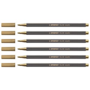 Stylo feutre Pen 68 metallic pointe moyenne or x 6 STABILO