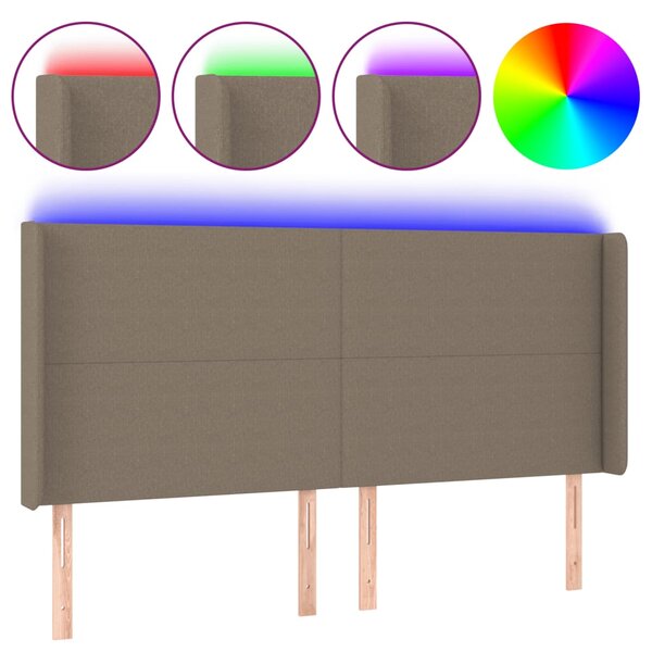 vidaXL Tête de lit à LED Taupe 163x16x118/128 cm Tissu