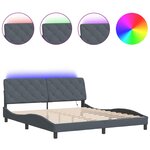 vidaXL Cadre de lit avec lumières LED gris foncé 180x200 cm velours