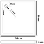 vidaXL Receveur de douche avec picots Blanc 90x90x4 cm ABS
