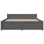 vidaXL Cadre de lit Gris Bois massif 135x190 cm Double