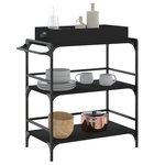 vidaXL Chariot de cuisine noir 81 5x41x92 5 cm bois d'ingénierie
