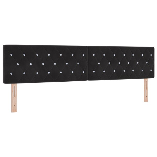 Tête de lit vidaXL avec boutons en cristal capitonnés noire 200 cm en velours