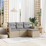 vidaXL Salon de jardin avec coussins 4 Pièces beige résine tressée
